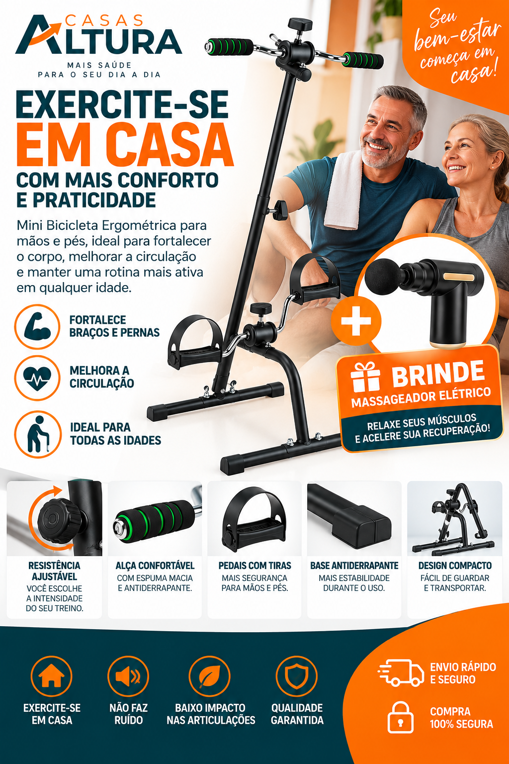 Mini Bike para exercícios de braços e pernas