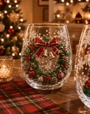 Copos de Natal 3D em detalhes